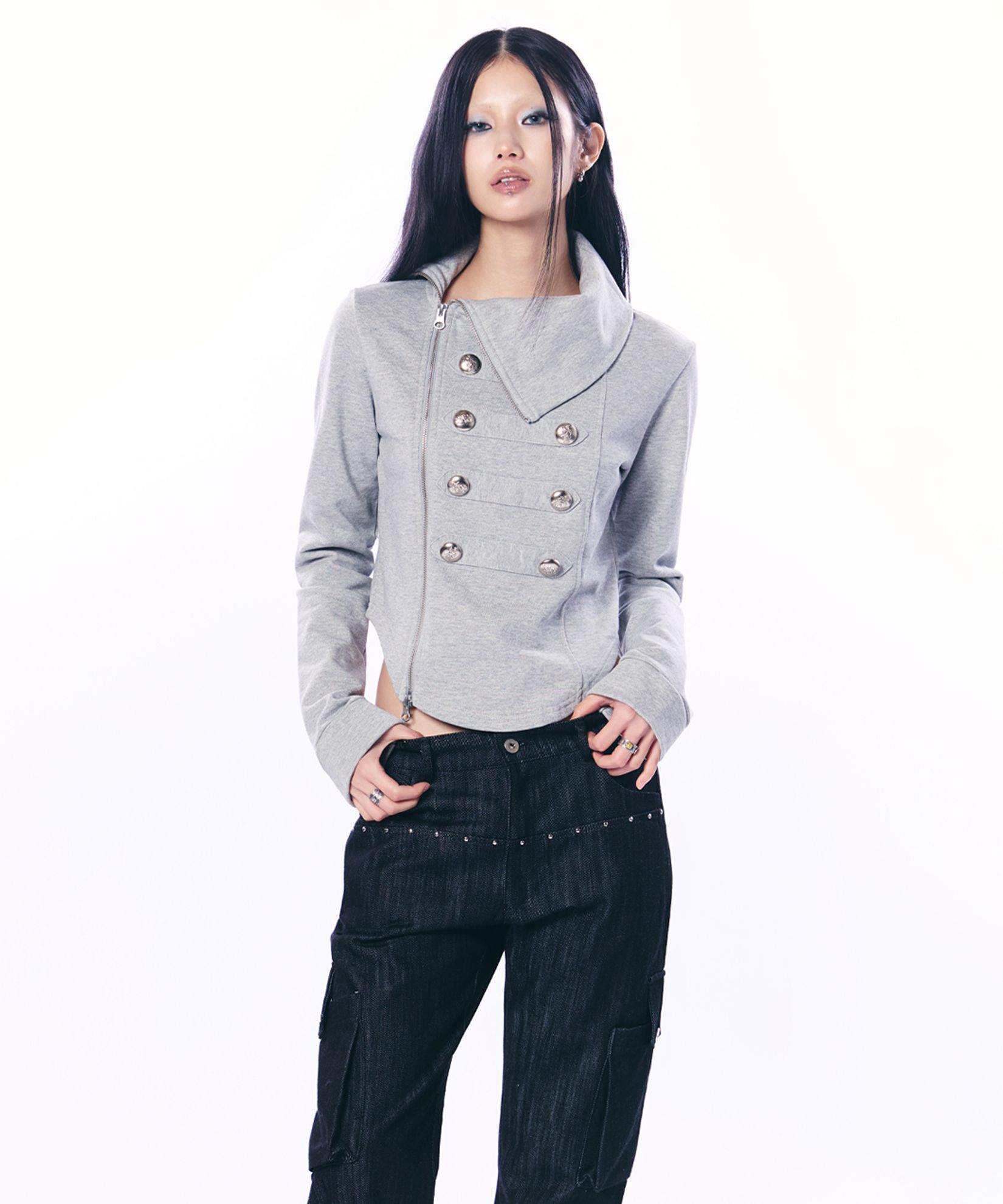 MUSINSA PLACESTUDIO ハイネックプルゾンジップアップジャケット CIASENSE ブルゾン アウター High neck zip-up short blouson