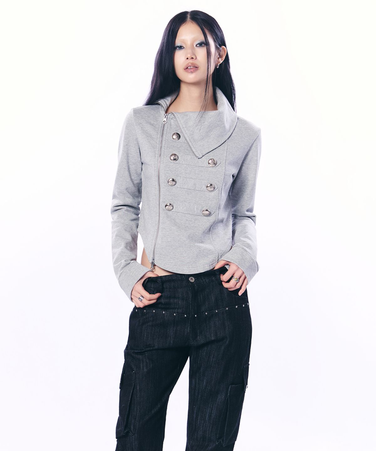 셋업이엑스이(SETUP-EXE) NAPOLEON HIGH-NECK JACKET / GRAY