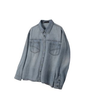 스티치 투포켓 긴팔 데님 셔츠 [LIGHT BLUE]
