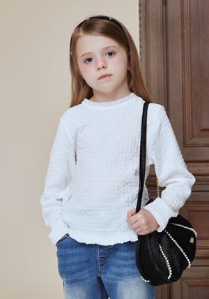 BA12BL01WT 화이트 밑단 프릴 티블라우스