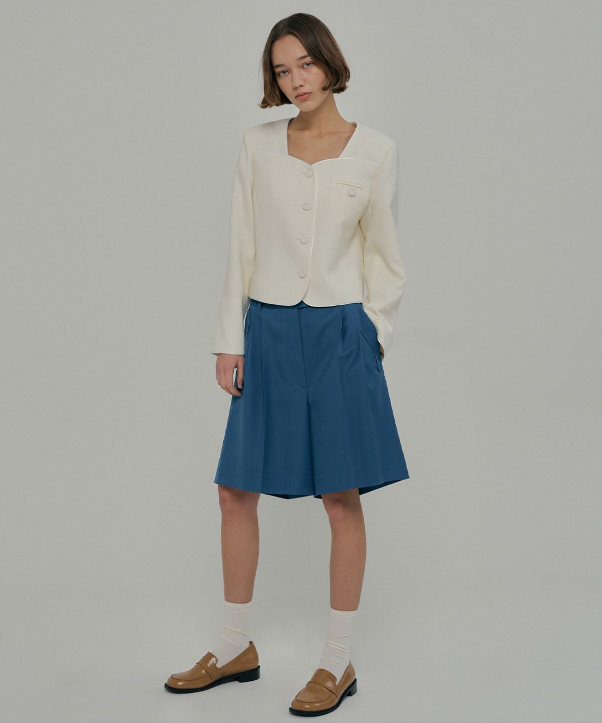 이울라이(IULAI) Square line jacket Ivory