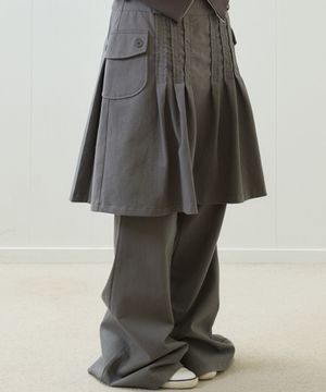 EL PLEATED SHIRRING SKIRT PANTS(GRAY)