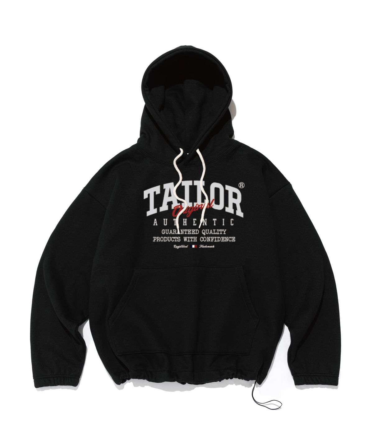테일러 스튜디오(TAILOR STUDIO) [기모/NO기모] 오리지날 어센틱 스트링 후드티셔츠 (블랙)