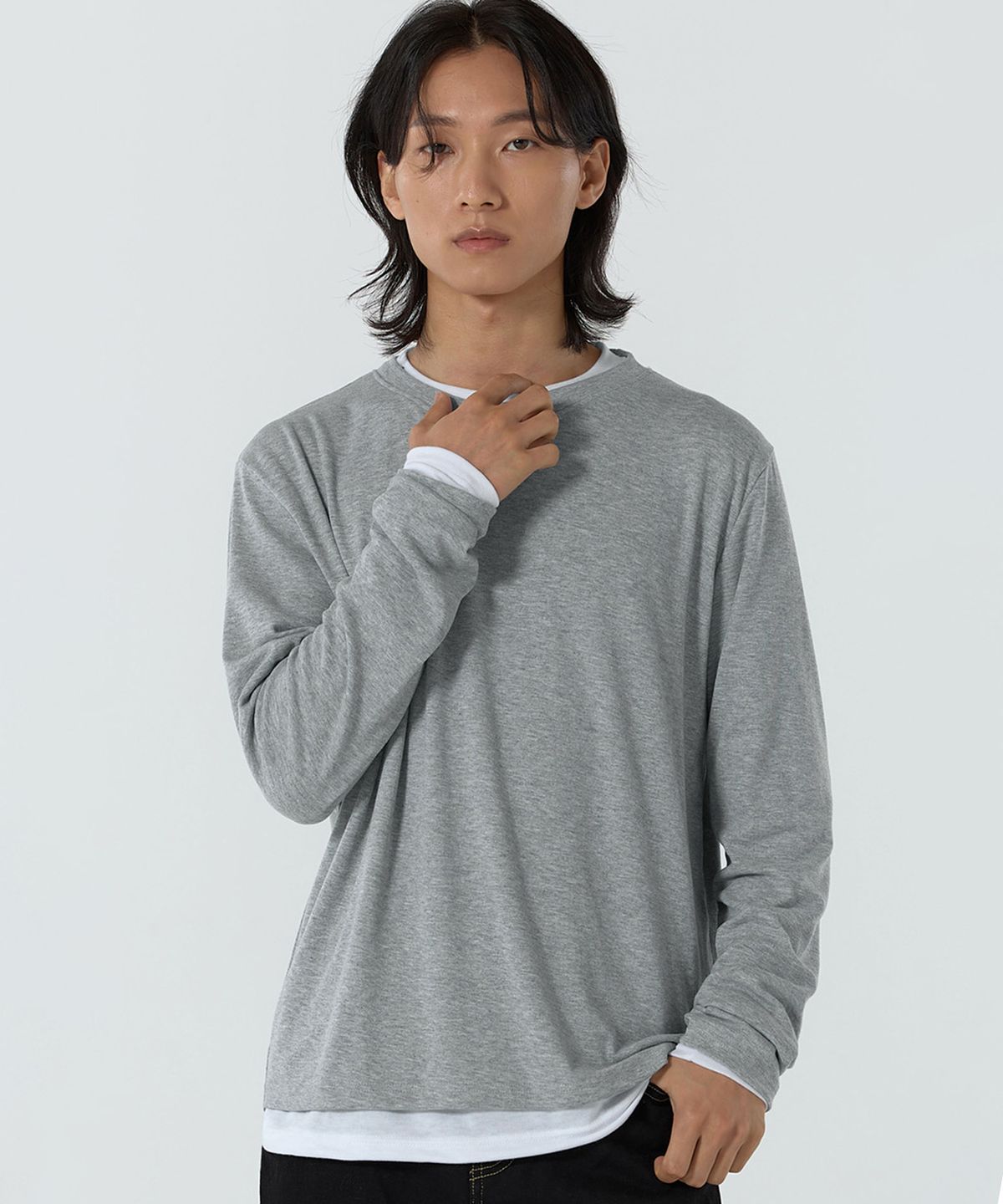 주앙옴므(JUAN HOMME) 레이어드 롱슬리브 (그레이)