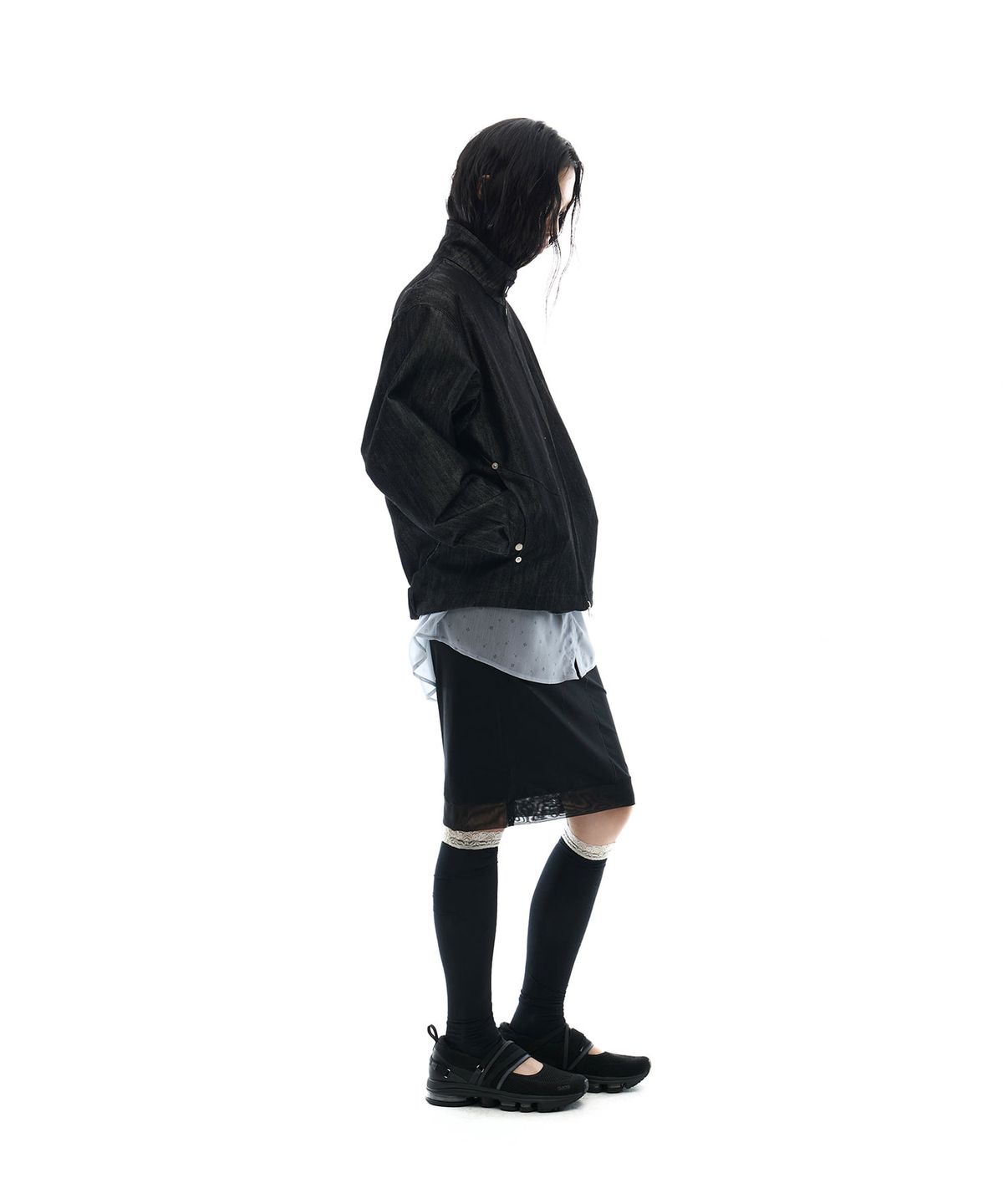 오호스(OJOS) Metal Denim Bomber Jacket / Black
