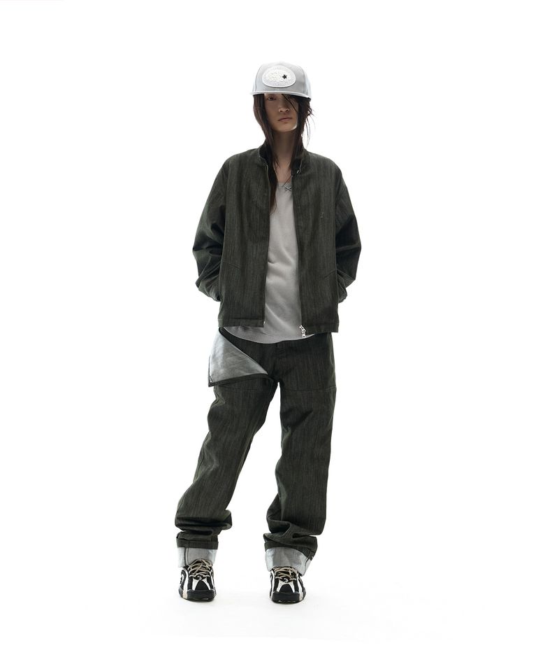 Metal Denim Bomber Jacket / Khaki