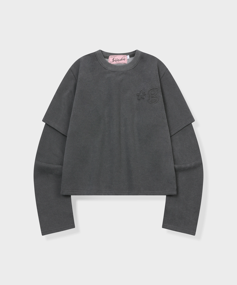 SIGNATURE LOGO VINTAGE LAYERED TOP (CHARCOAL)