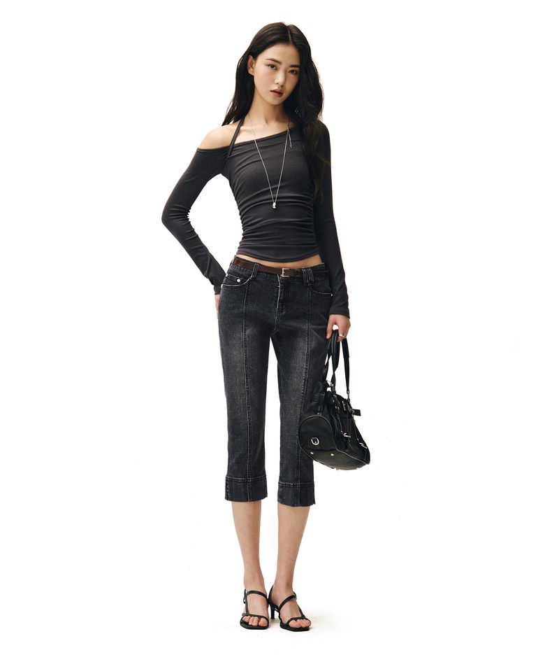 Seamed Low Rise Capri Jeans DCWPT024BLACK