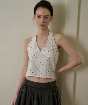 도트 홀터넥 탑_아이보리
