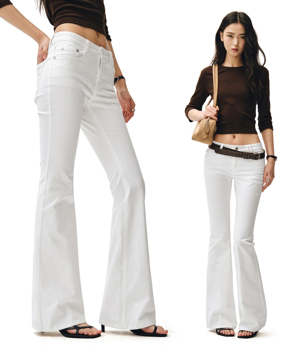 데케트 우먼(DECET WOMEN) (코튼)Signature Slim Low Rise Flared Jeans DCWPT006WHITE