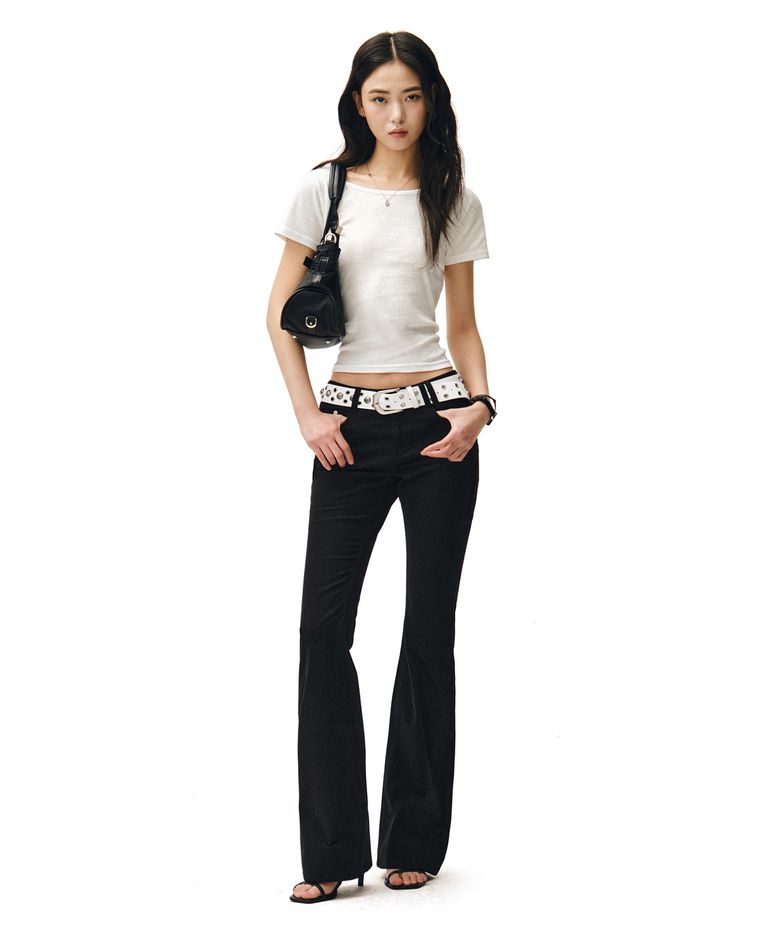 (코튼)Signature Slim Low Rise Flared Jeans DCWPT006BLACKCT