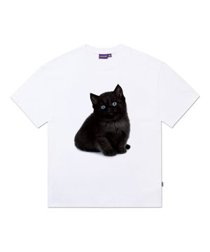 네코 티셔츠 - 화이트 (블랙)