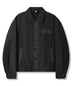 시어서커 믹스 크롭 블루종 자켓_블랙