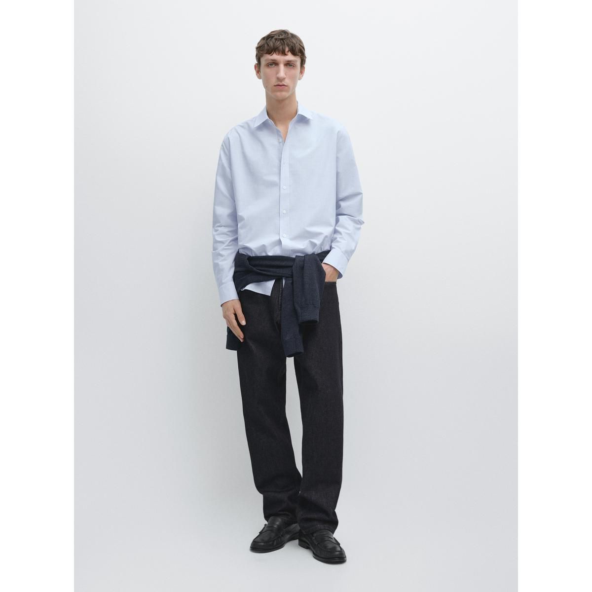마시모두띠(MASSIMO DUTTI) 100% 코튼 스트라이프 셔츠