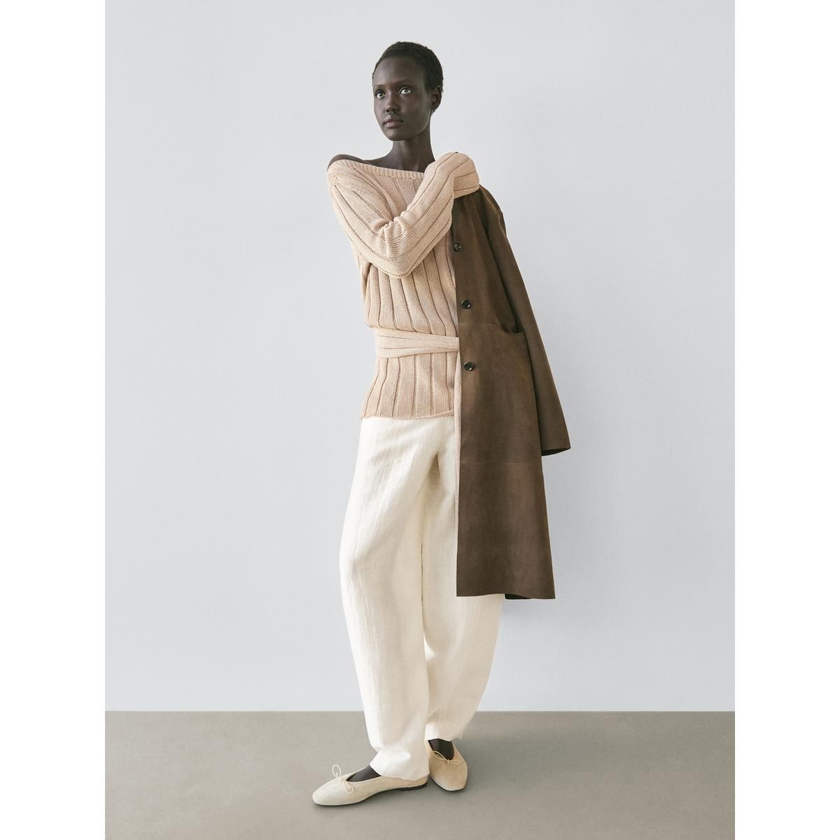 마시모두띠(MASSIMO DUTTI) 린넨 블렌드 사루엘 팬츠