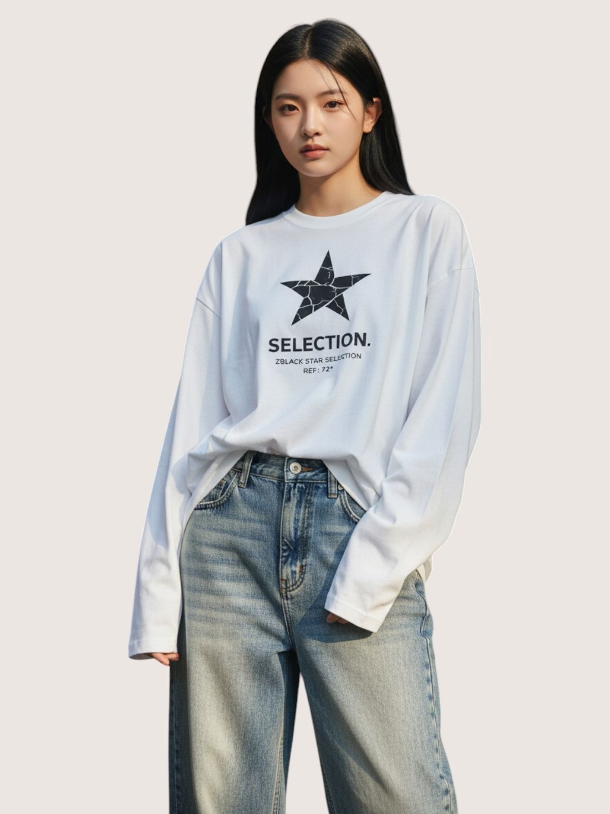 지블랙(ZBLACK) 셀렉션 스타   롱슬리브(WHITE)