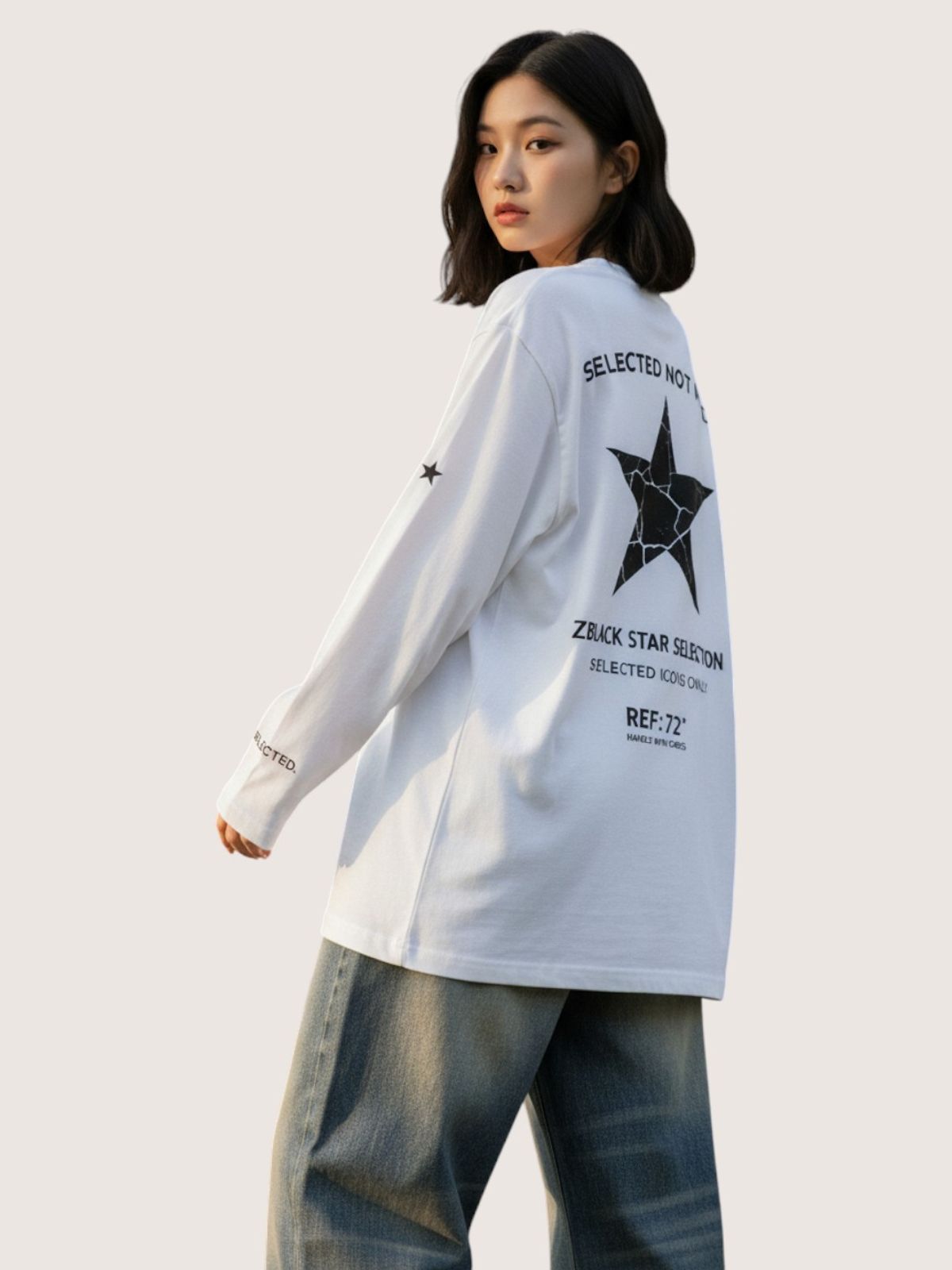 지블랙(ZBLACK) 셀렉티드 스타   롱슬리브(WHITE)