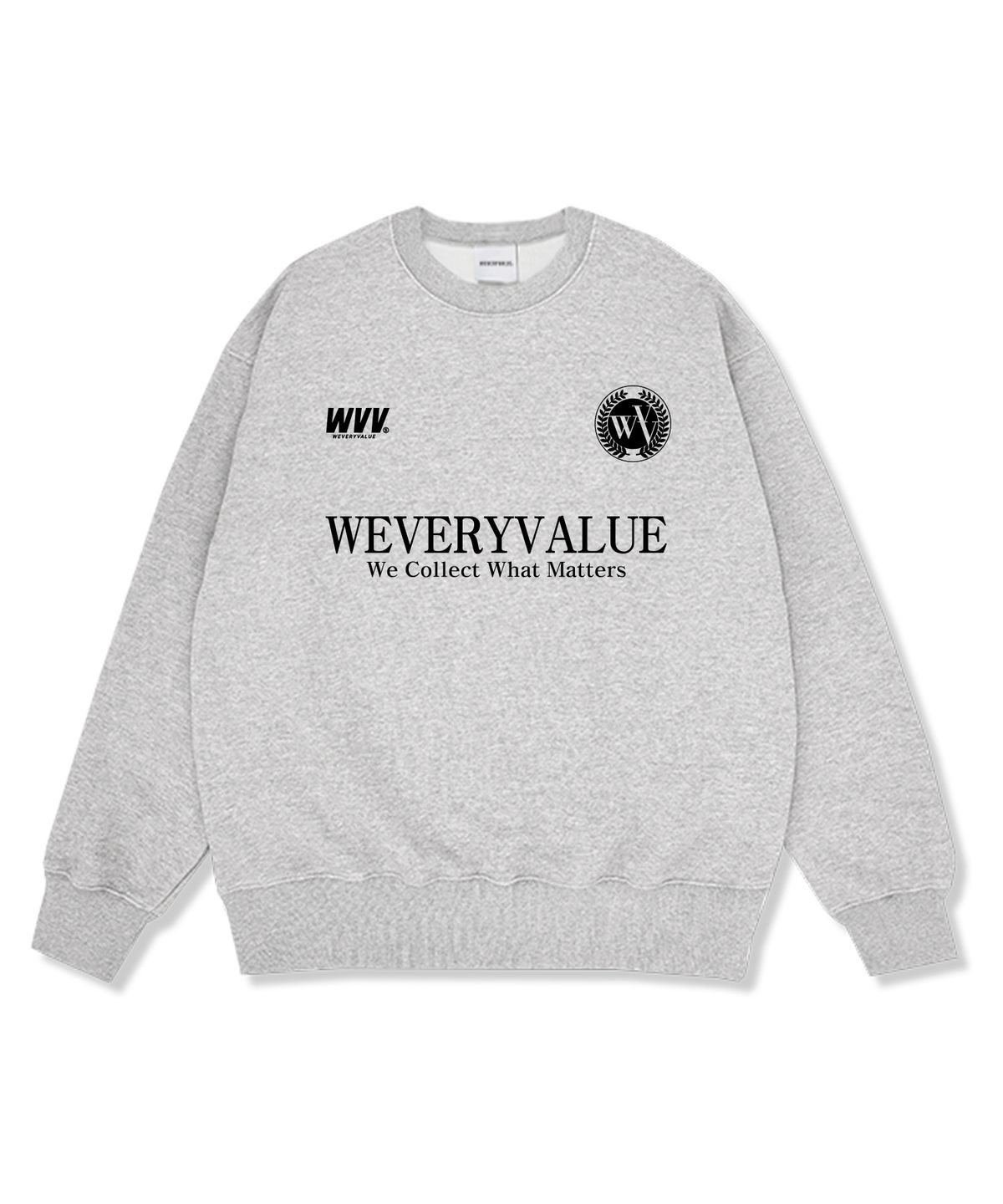 위베리벨류(WEVERYVALUE) 위콜렉트 오버핏 특양면 맨투맨 그레이