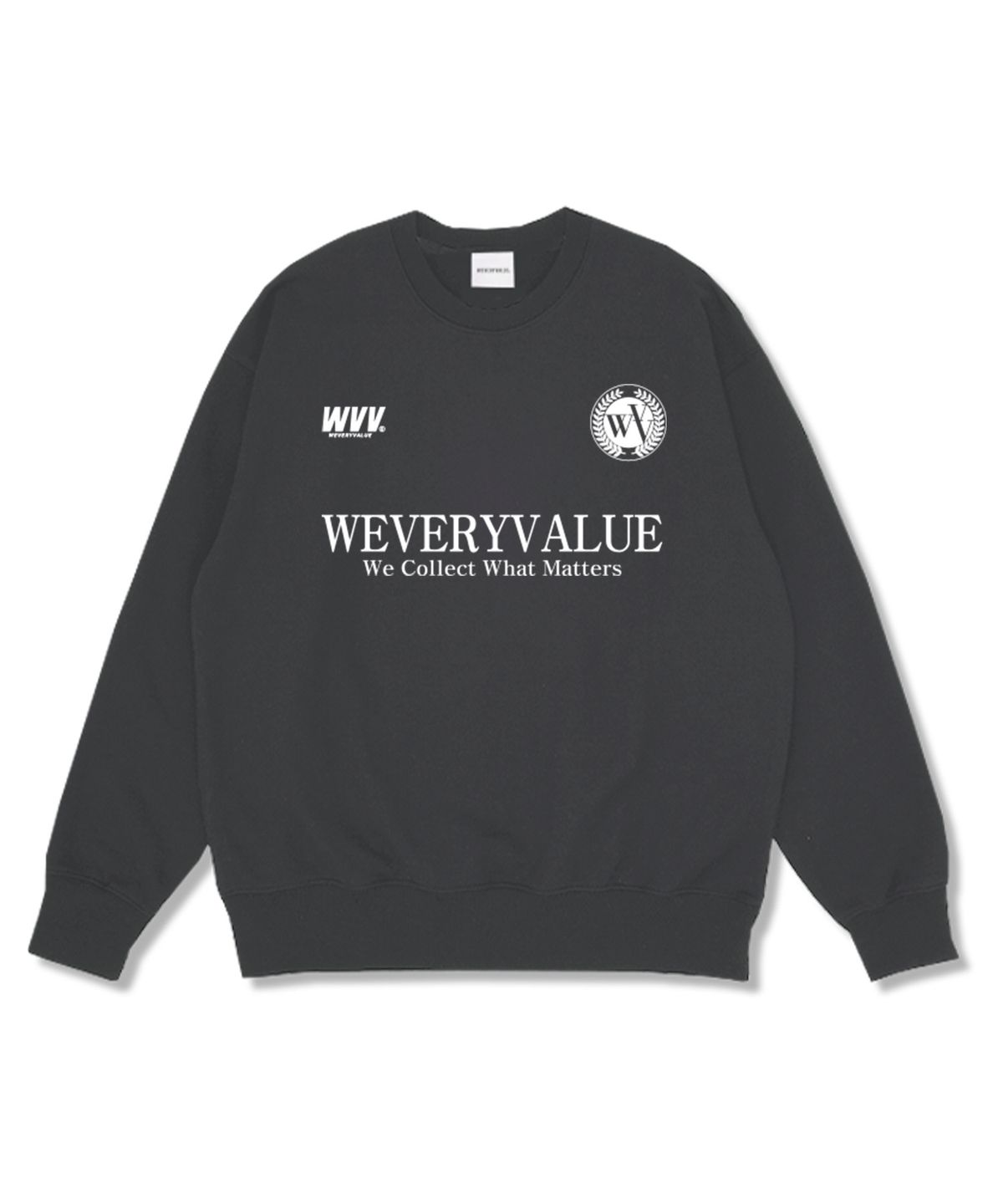 위베리벨류(WEVERYVALUE) 위콜렉트 오버핏 특양면 맨투맨 다크그레이