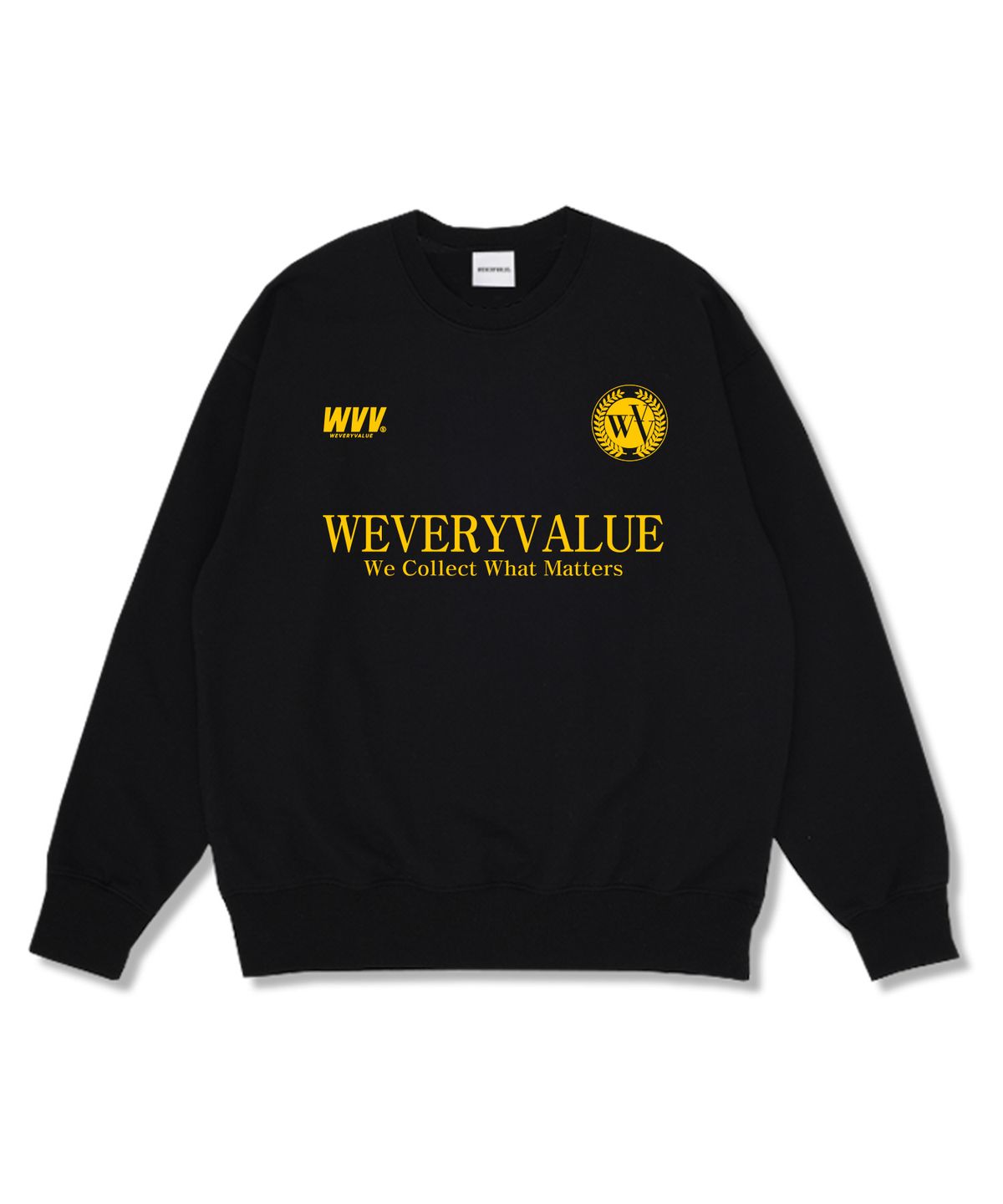 위베리벨류(WEVERYVALUE) 위콜렉트 오버핏 특양면 맨투맨 블랙