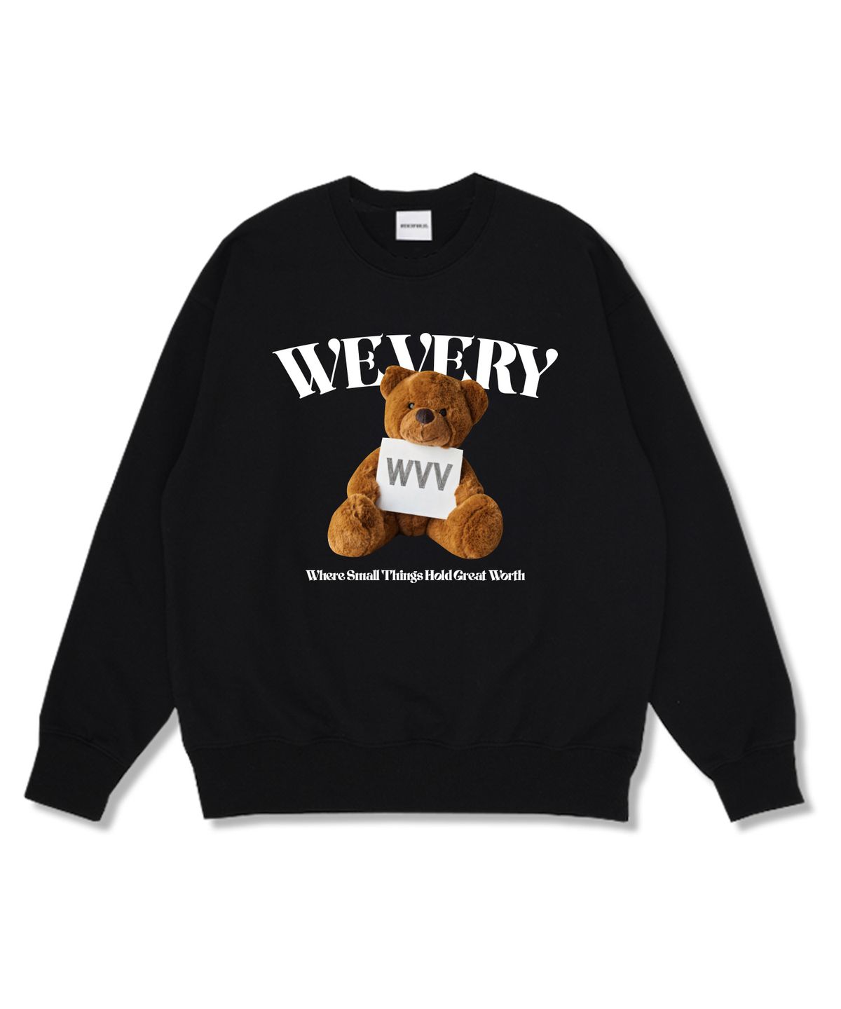 위베리벨류(WEVERYVALUE) WVV베어 오버핏 특양면 맨투맨 블랙
