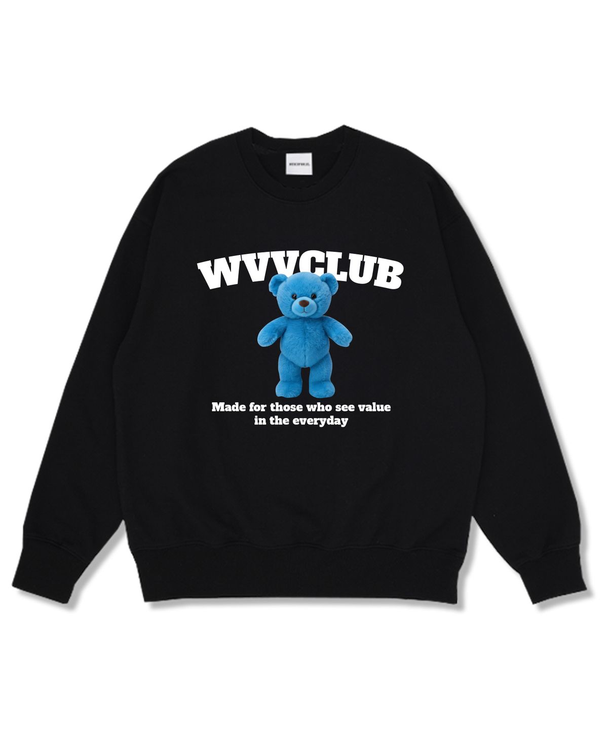 위베리벨류(WEVERYVALUE) 벨류베어 오버핏 특양면 맨투맨 블랙