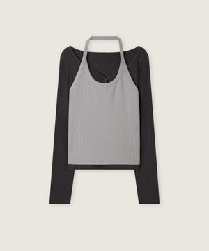 홀터넥 레이어드 티셔츠 세트_RMLWG23YT3_Gray