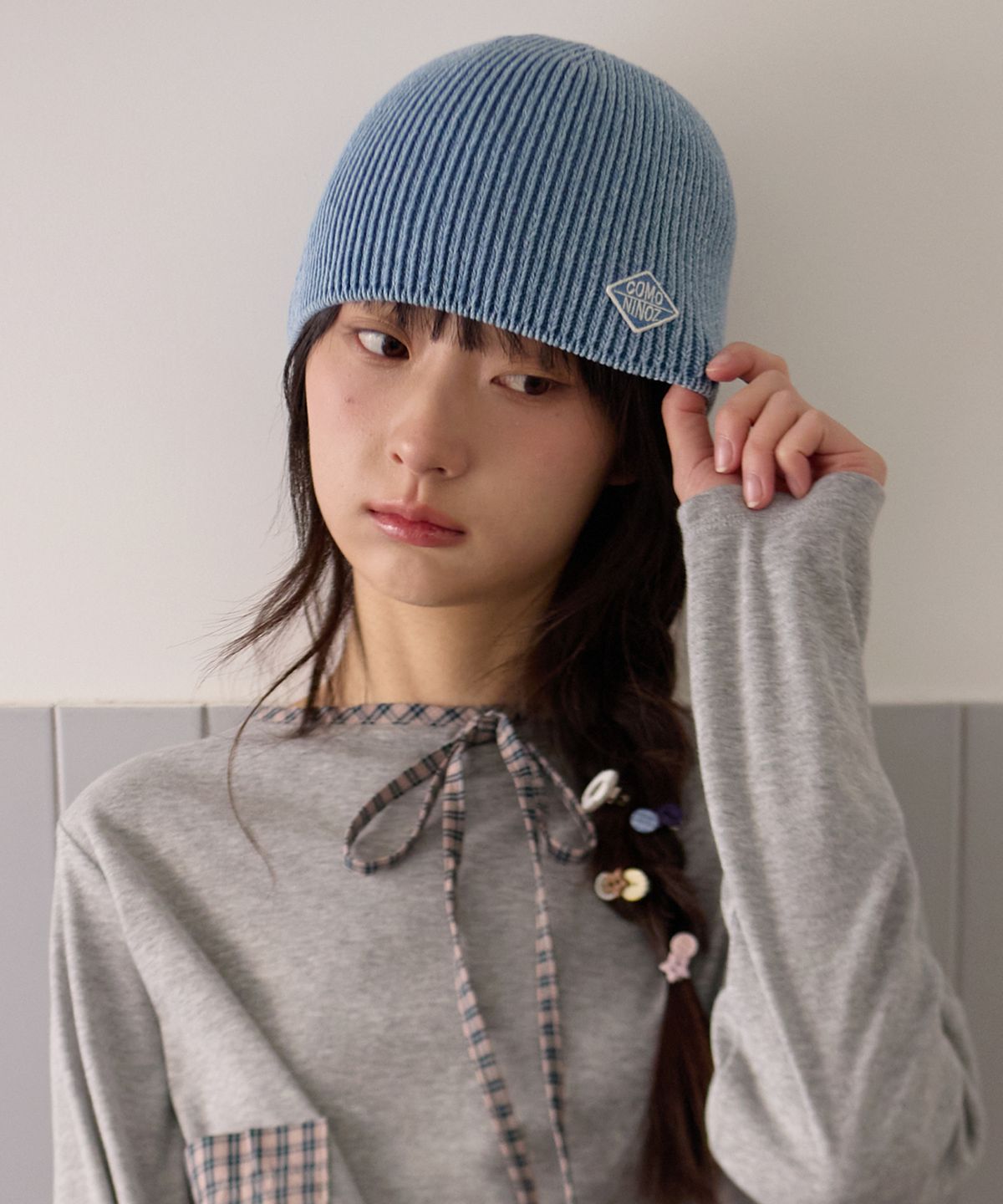 꼬모니노즈(COMONINOZ) [CN]INDIGO WASHED BEANIE [2 COLOR]