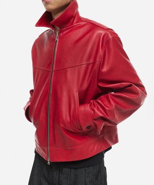 [프리미엄] 람포 베지터블 램스킨 백플리츠 자켓 레드