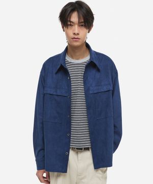 스웨이드 셔츠 자켓 네이비