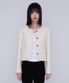 Classic Button Crop Tweed Jacket [Ivory]
