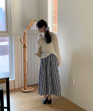 [알로하 PICK] Check flared long skirt