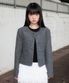 Classic Button Crop Tweed Jacket [Charcoal]
