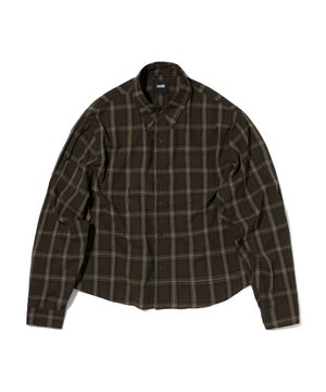 CROPPED CHECK SHIRT [BROWN]