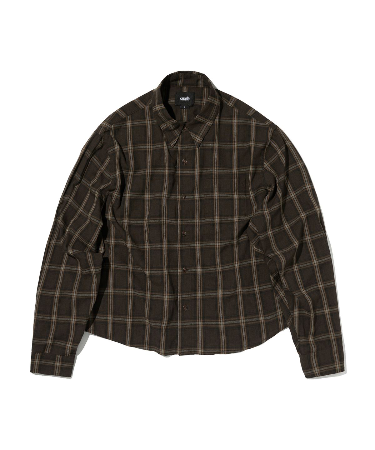 스웨이드(SUADE) CROPPED CHECK SHIRT [BROWN]