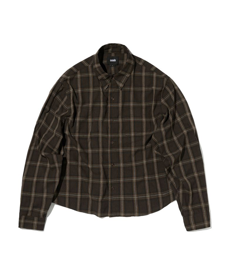 CROPPED CHECK SHIRT [BROWN]