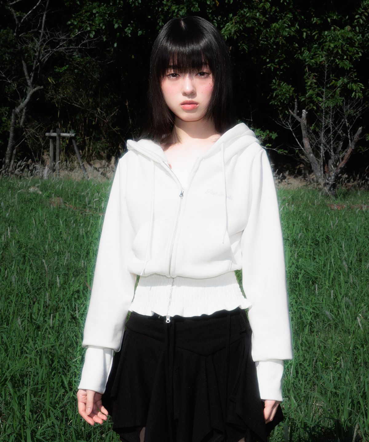 로제프란츠(ROSEFRANTZ) Smoke Ruffle Hood Zip-Up [Ivory]