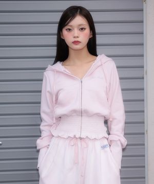 Smoke Ruffle Hood Zip-Up [Pink]