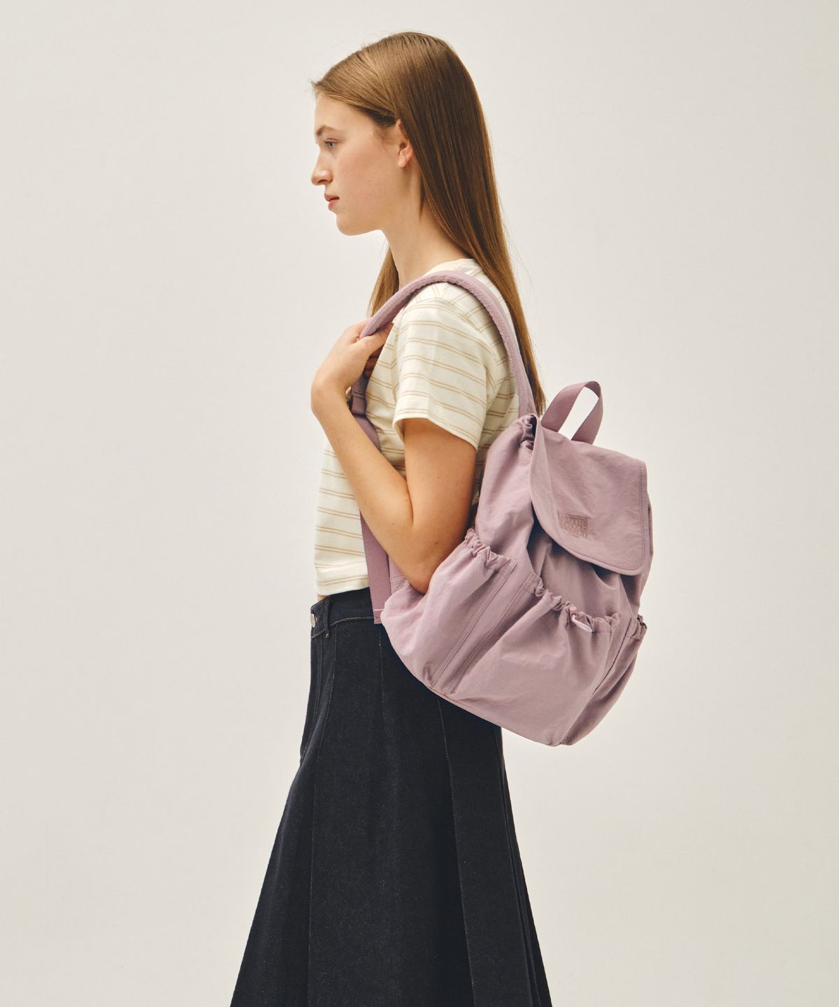 마리떼 프랑소와 저버(MARITHÉ + FRANҪOIS GIRBAUD) CLASSIC LOGO STOPPER POCKET BACKPACK gray pink