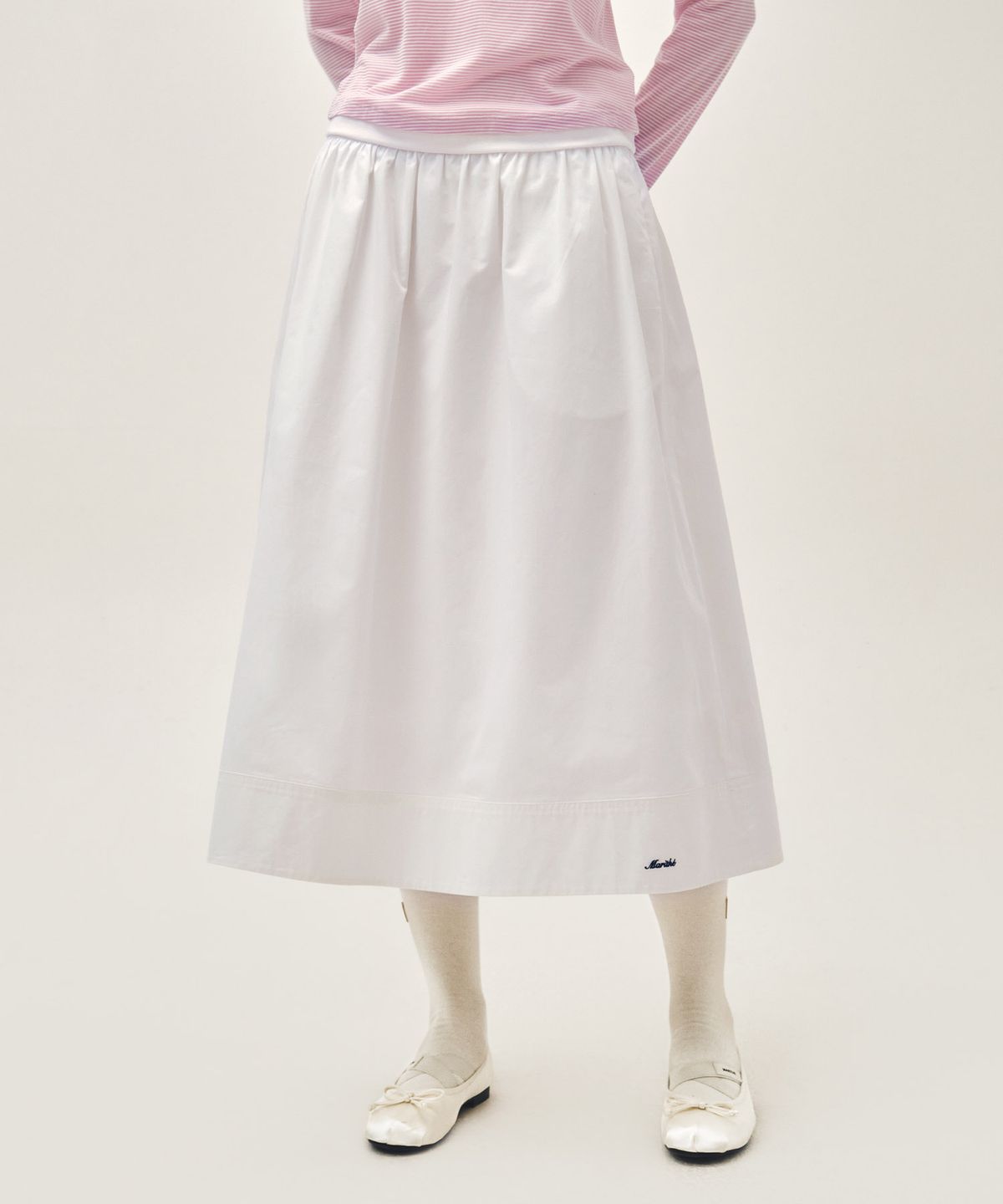 마리떼 프랑소와 저버(MARITHÉ + FRANҪOIS GIRBAUD) W COTTON WAIST WRINKLE SKIRT white