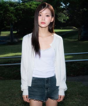 Cable Knit Basic Cardigan [Ivory]