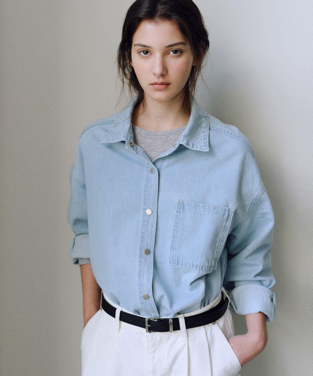유라고(URAGO) Snap washed denim shirt