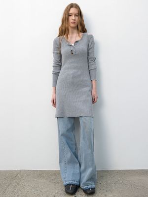 SHOULDER CUTOUT KNIT DRESS (OP-6313)