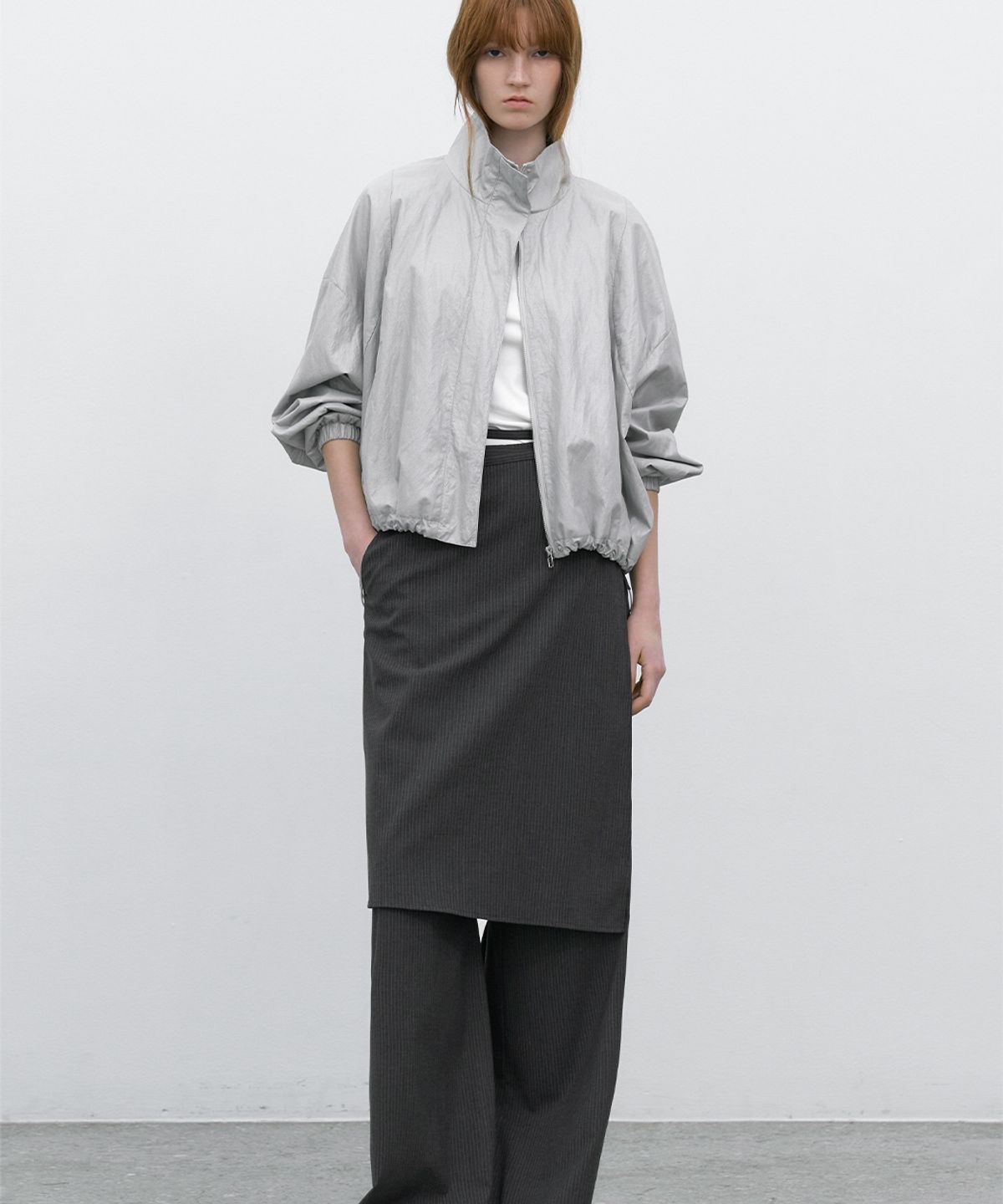 아틀리에 나인(ATELIER NAIN) PIN STRIPE WRAP SKIRT PANTS (PT-5743)