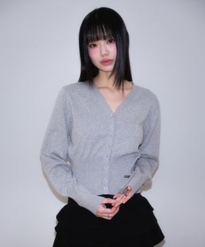 V-Neck Classic Button Cardigan [Gray]