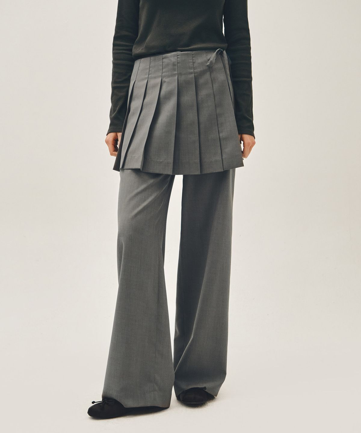 마리떼 프랑소와 저버(MARITHÉ + FRANҪOIS GIRBAUD) W LAYERED PLEATS SKIRT PANTS gray
