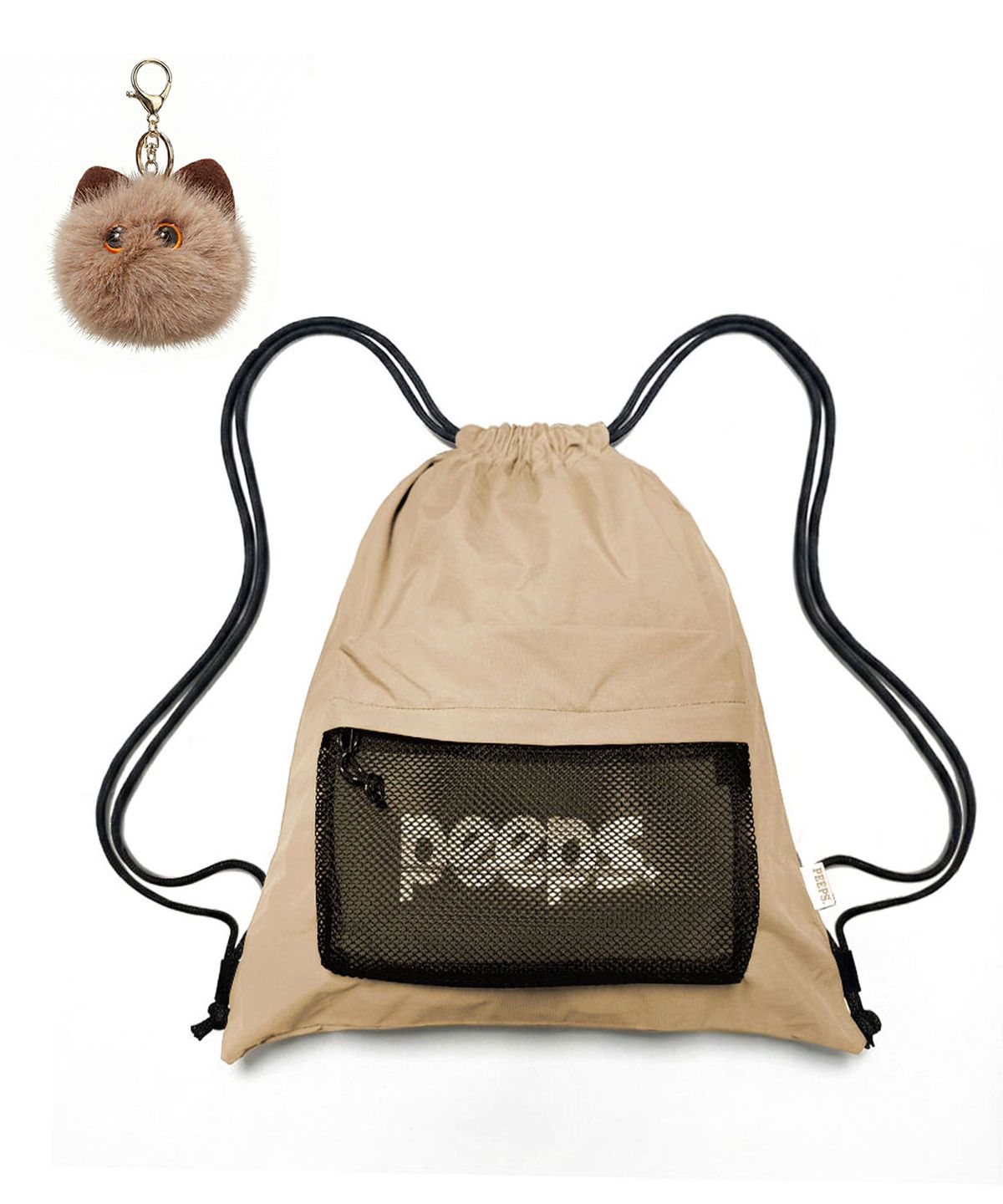 핍스(PEEPS) Light Gym Bag(Beige) 폼버디 키링 포함