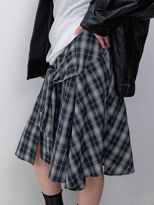 CHECK TIED IRREGULAR SKIRT (SK-5072)