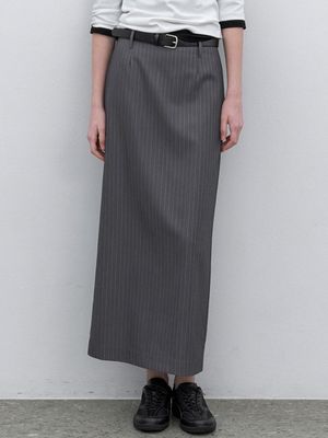 BELTED STRIPE LONG SKIRT S (SK-5090)