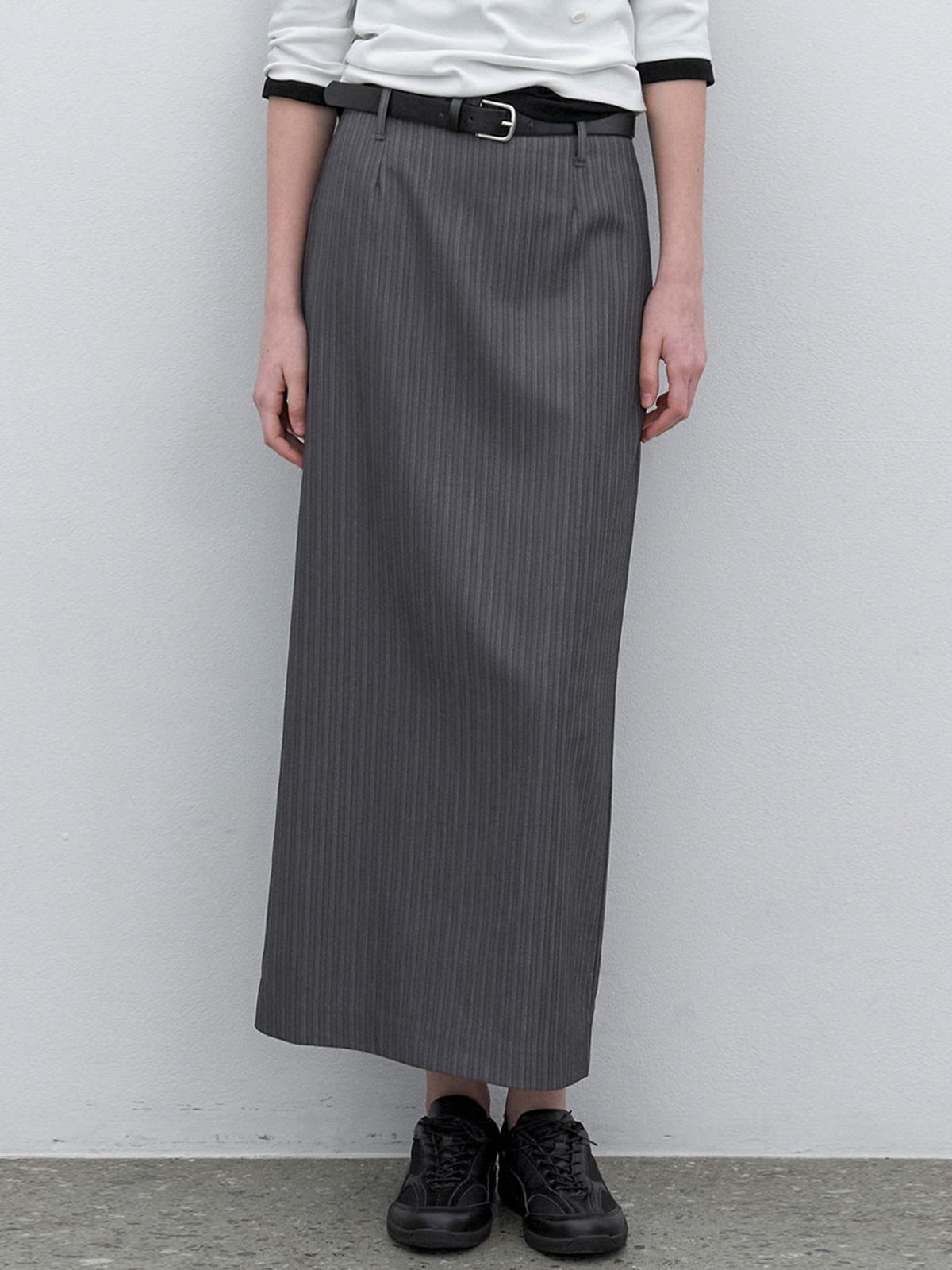 아틀리에 나인(ATELIER NAIN) BELTED STRIPE LONG SKIRT S (SK-5090)